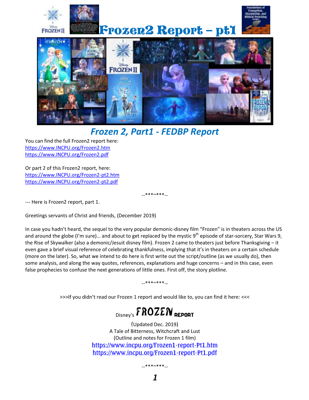 Frozen2 Report – Pt1