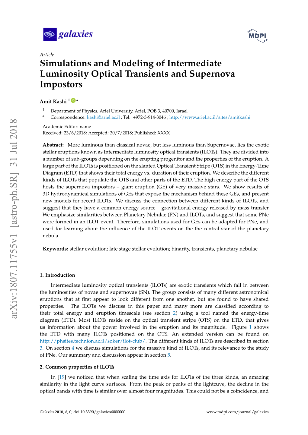 Simulations and Modeling of Intermediate Luminosity