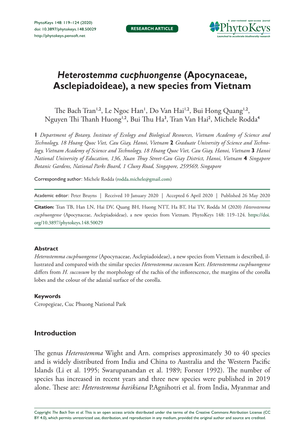 Apocynaceae, Asclepiadoideae), a New Species from Vietnam