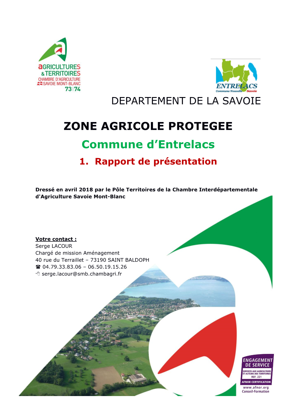 ZONE AGRICOLE PROTEGEE Commune D'entrelacs