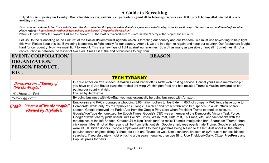 A Guide to Boycotting EVENT