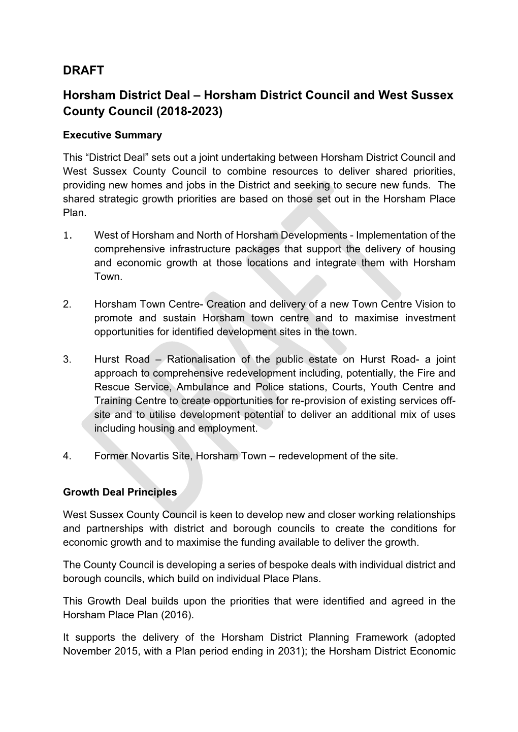 Horsham District Council and West Sussex County Council (2018-2023)