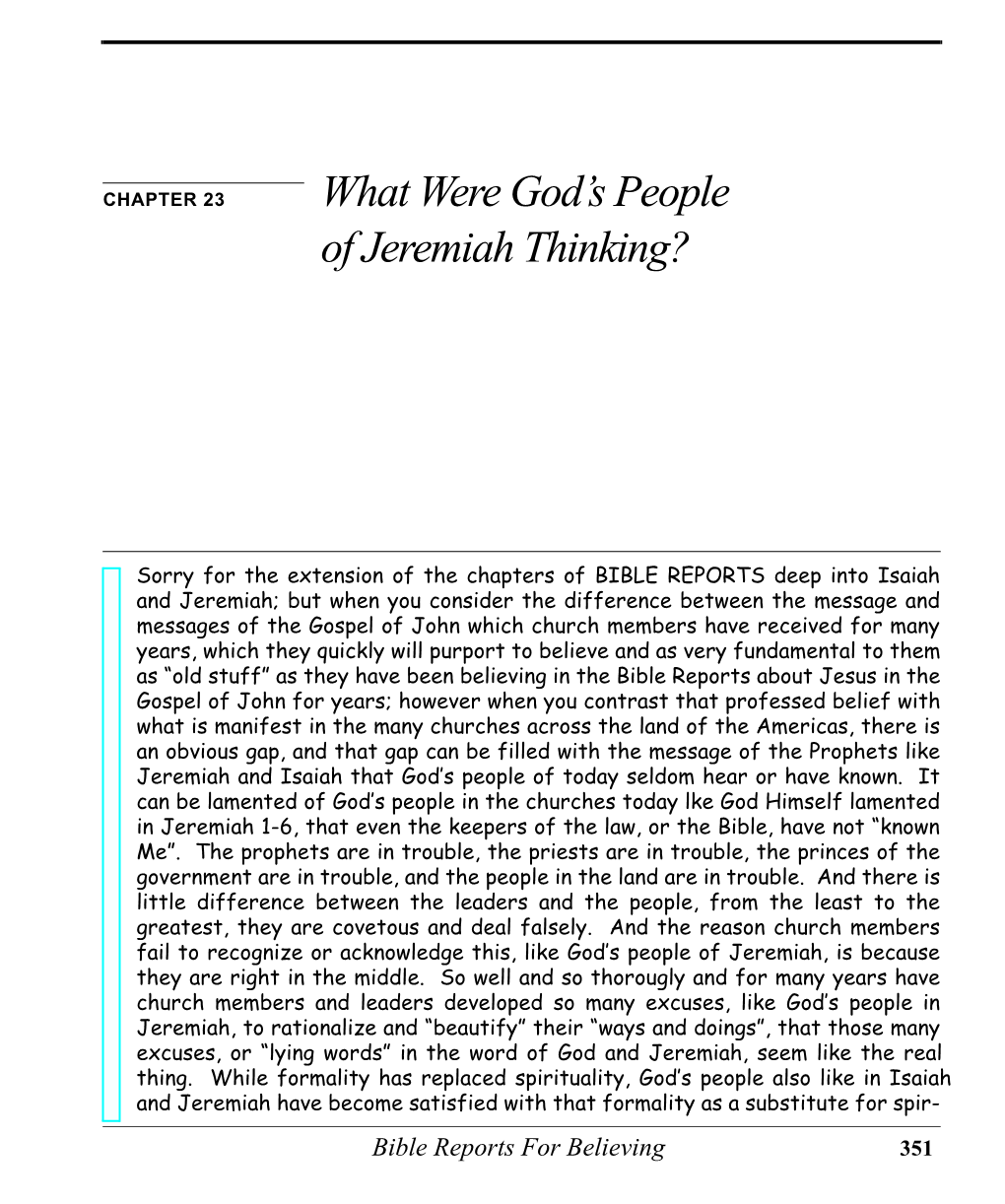What Were God's People of Jeremiah Thinking?