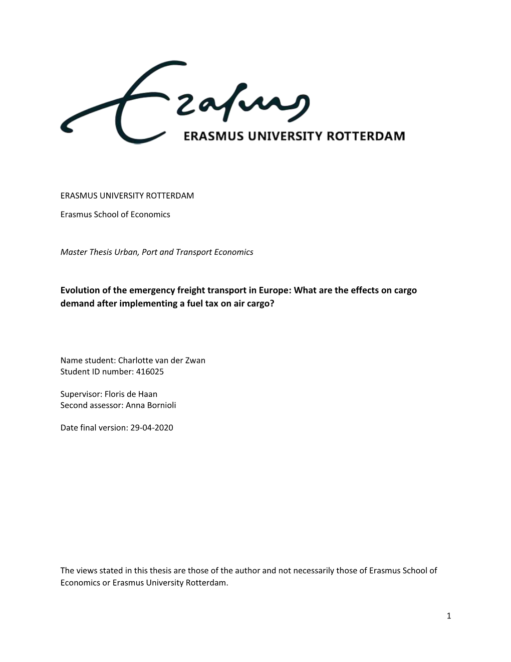 Evolution of the Emergency Freight Transport in Europe: What Are the Effects on Cargo Demand After Implementing a Fuel Tax on Air Cargo?