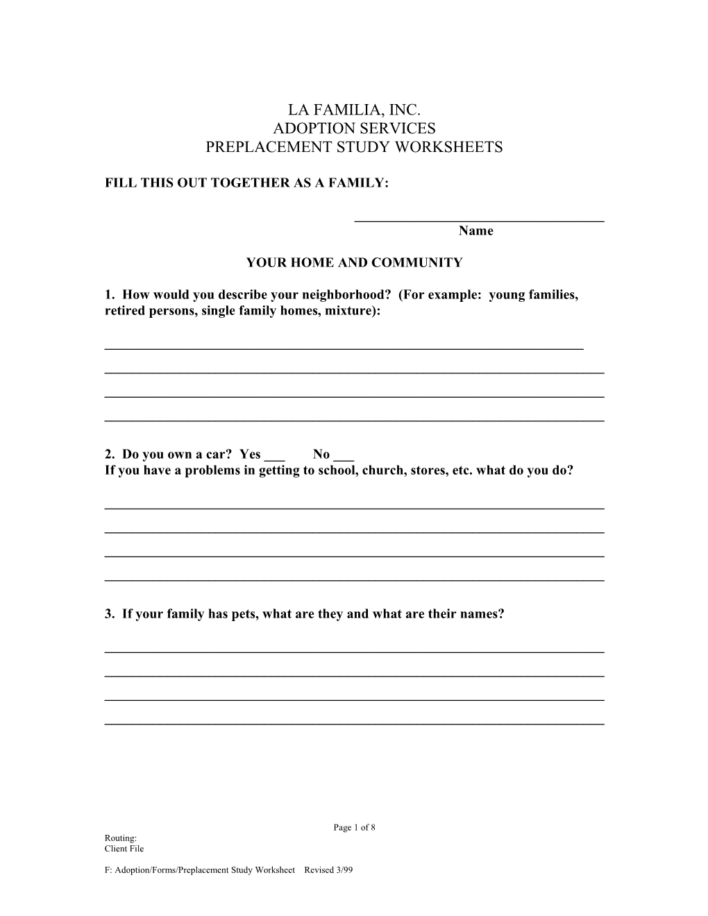 Fill This out Together As a Family