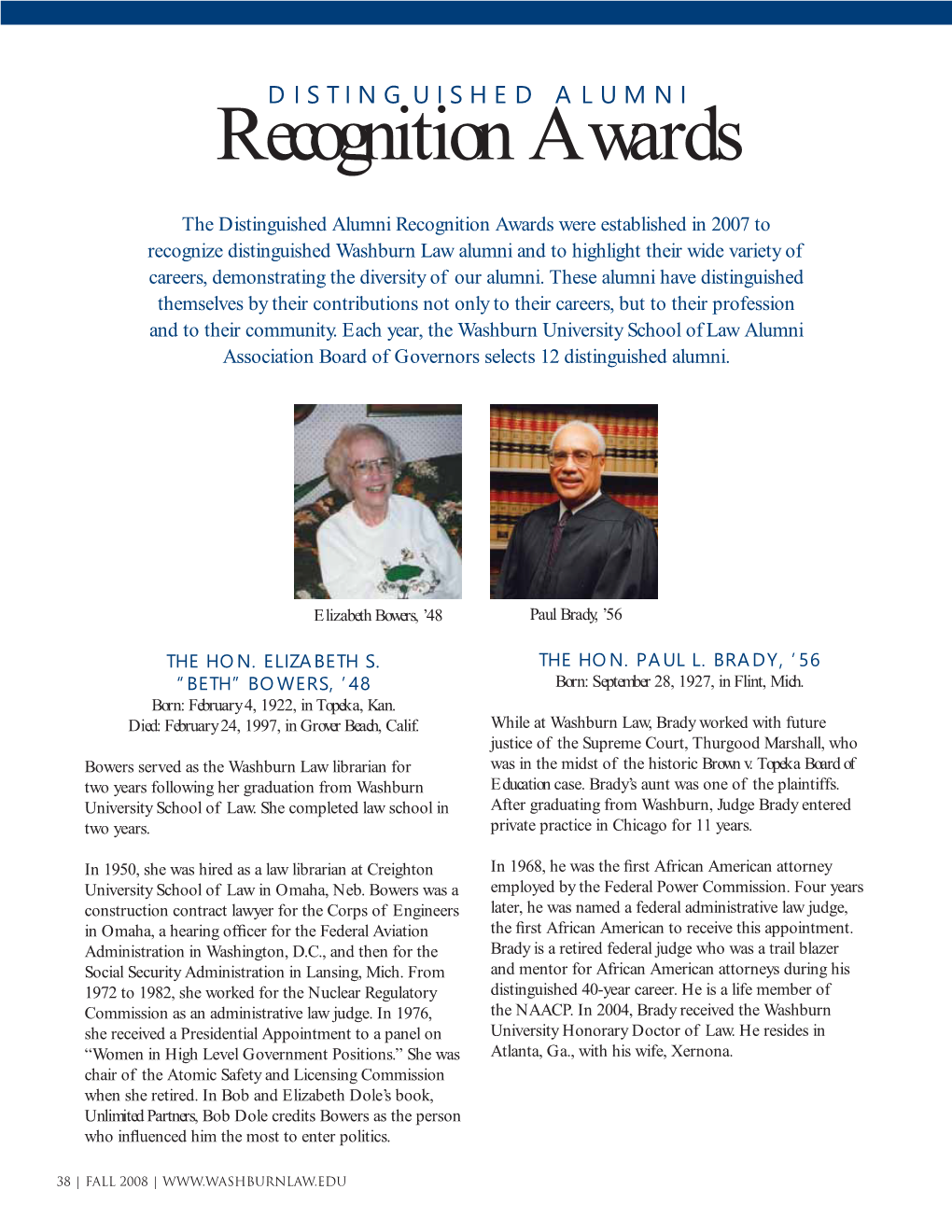 DISTINGUISHED ALUMNI Recognition Awards