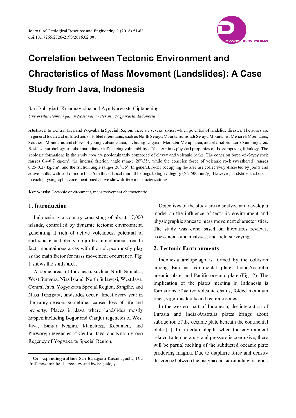 Correlation Between Tectonic Environment and Chracteristics of Mass Movement (Landslides): a Case Study from Java, Indonesia