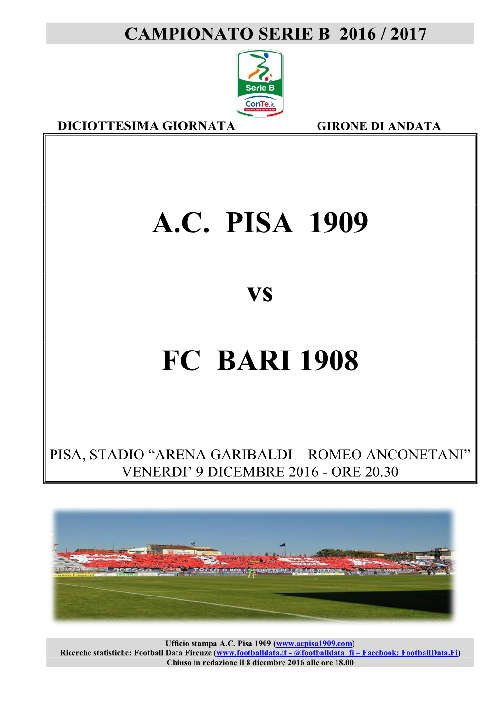 A.C. PISA 1909 Vs FC BARI 1908