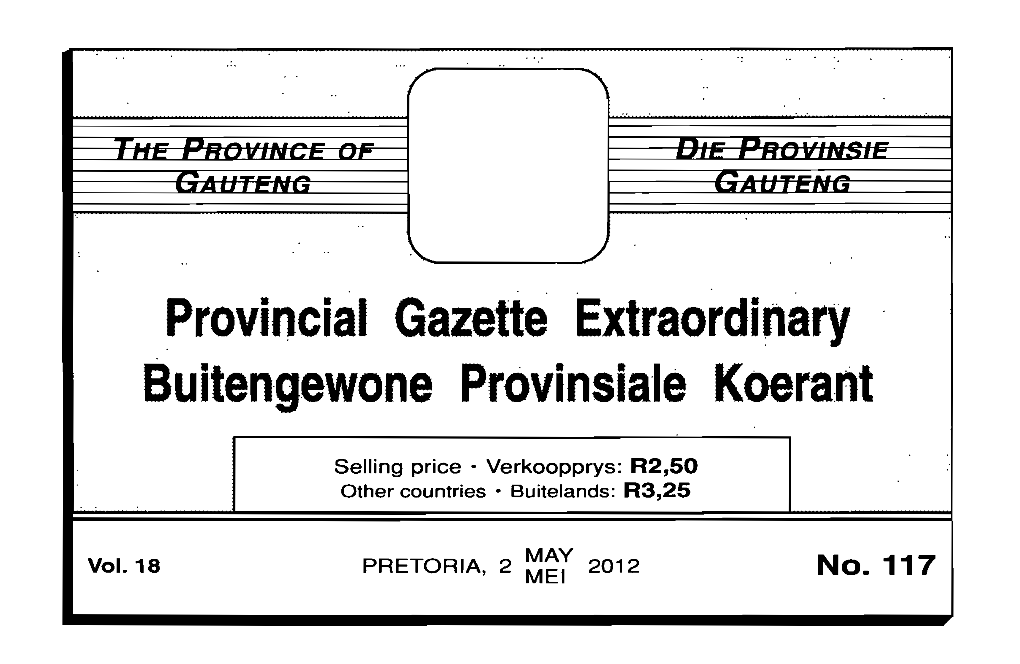 Provincial Gazette Extraordinary Buitengewone Provlnslale Koerant