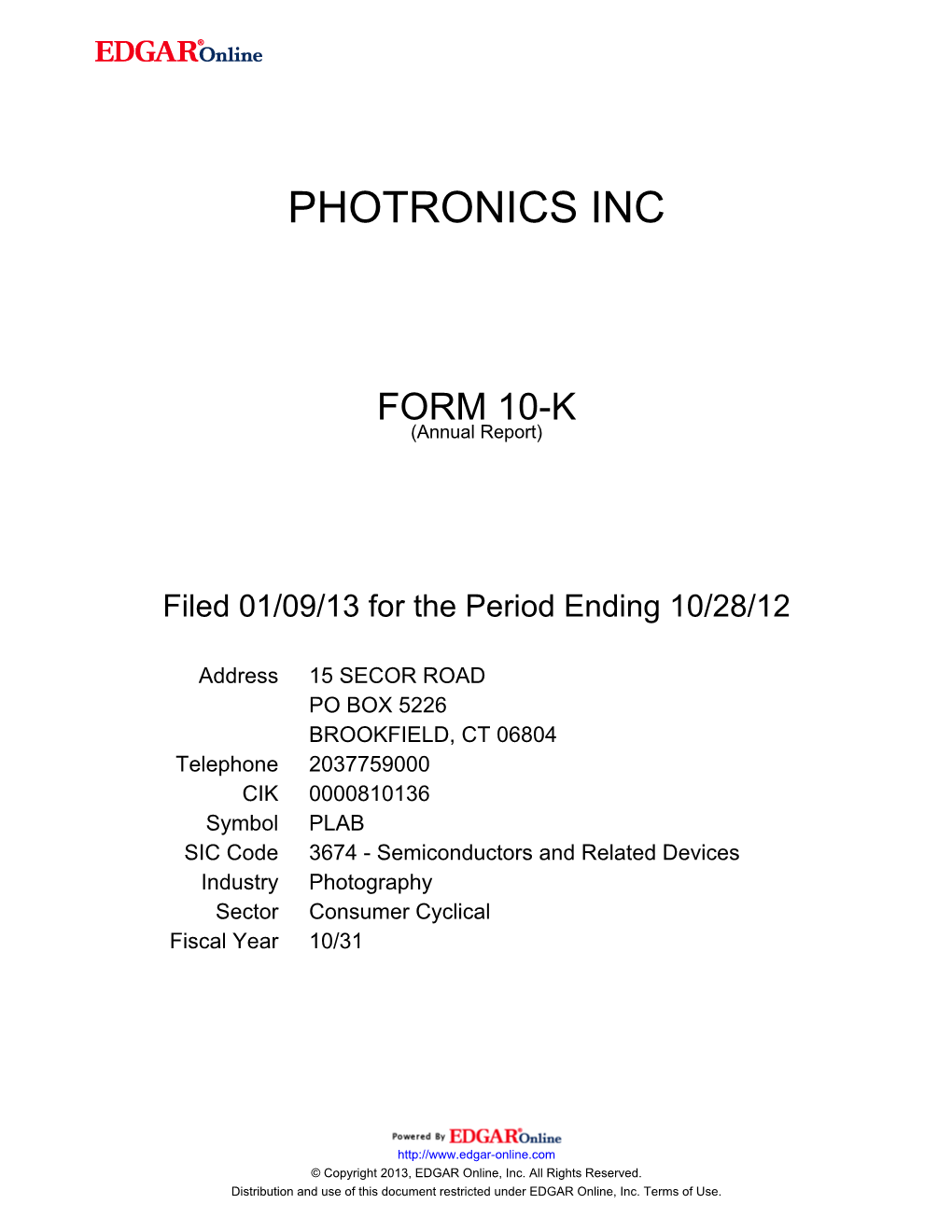 Photronics Inc