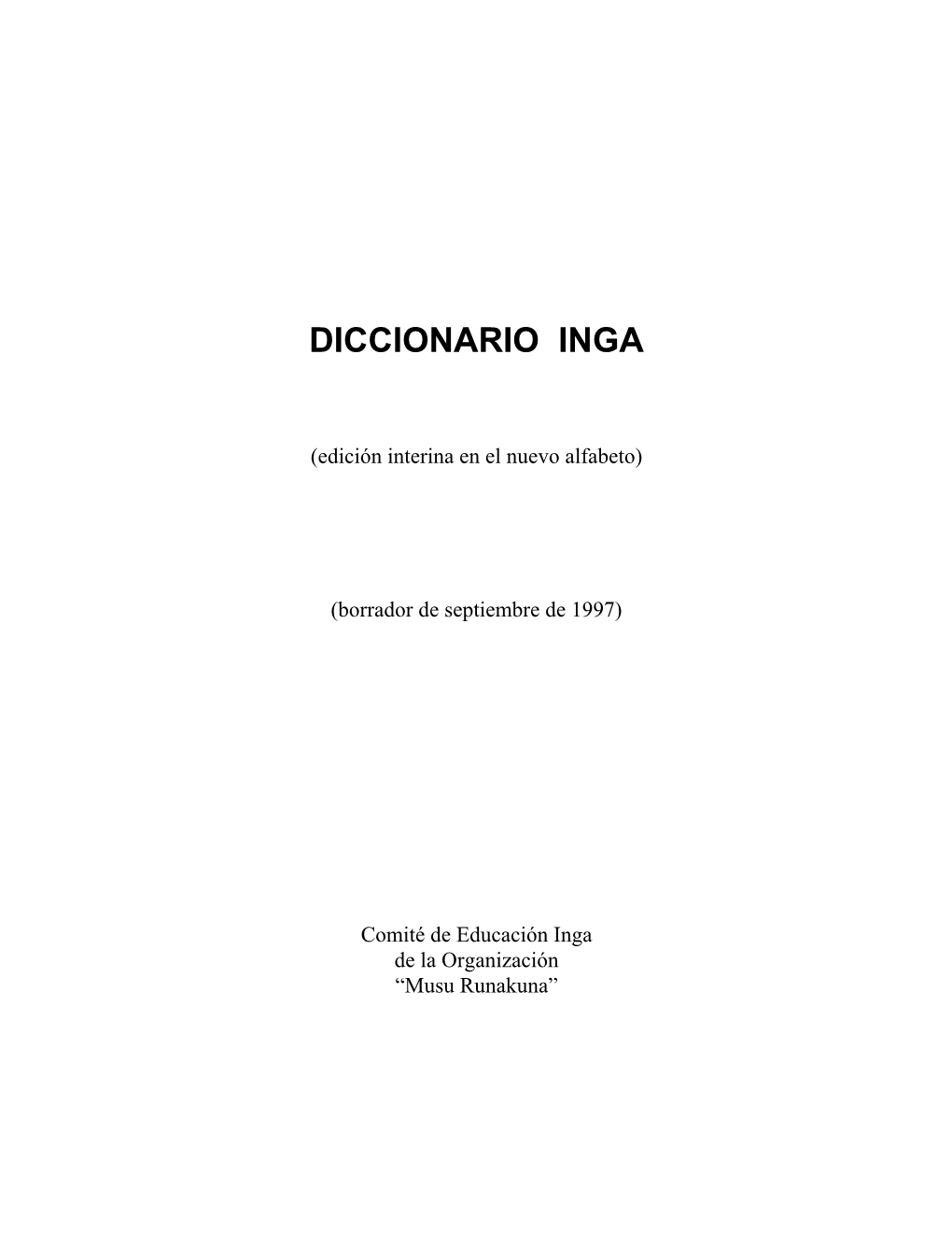 Diccionario Inga