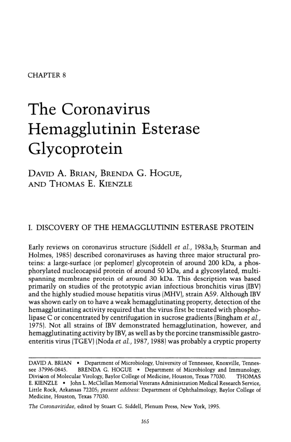 The Coronavirus Lfennagglutinin Esterase Glycoprotein