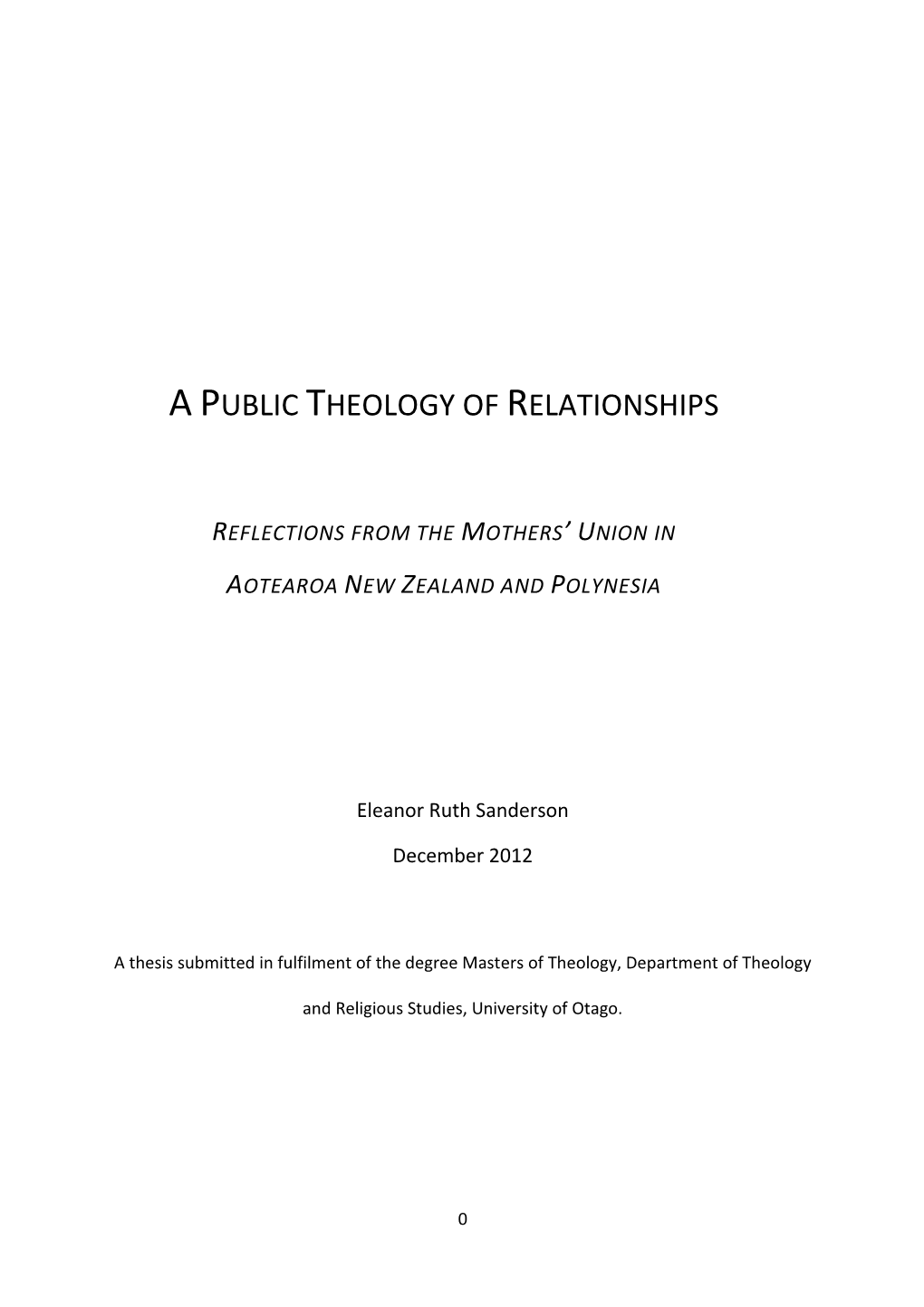 Apublic Theology of Relationships