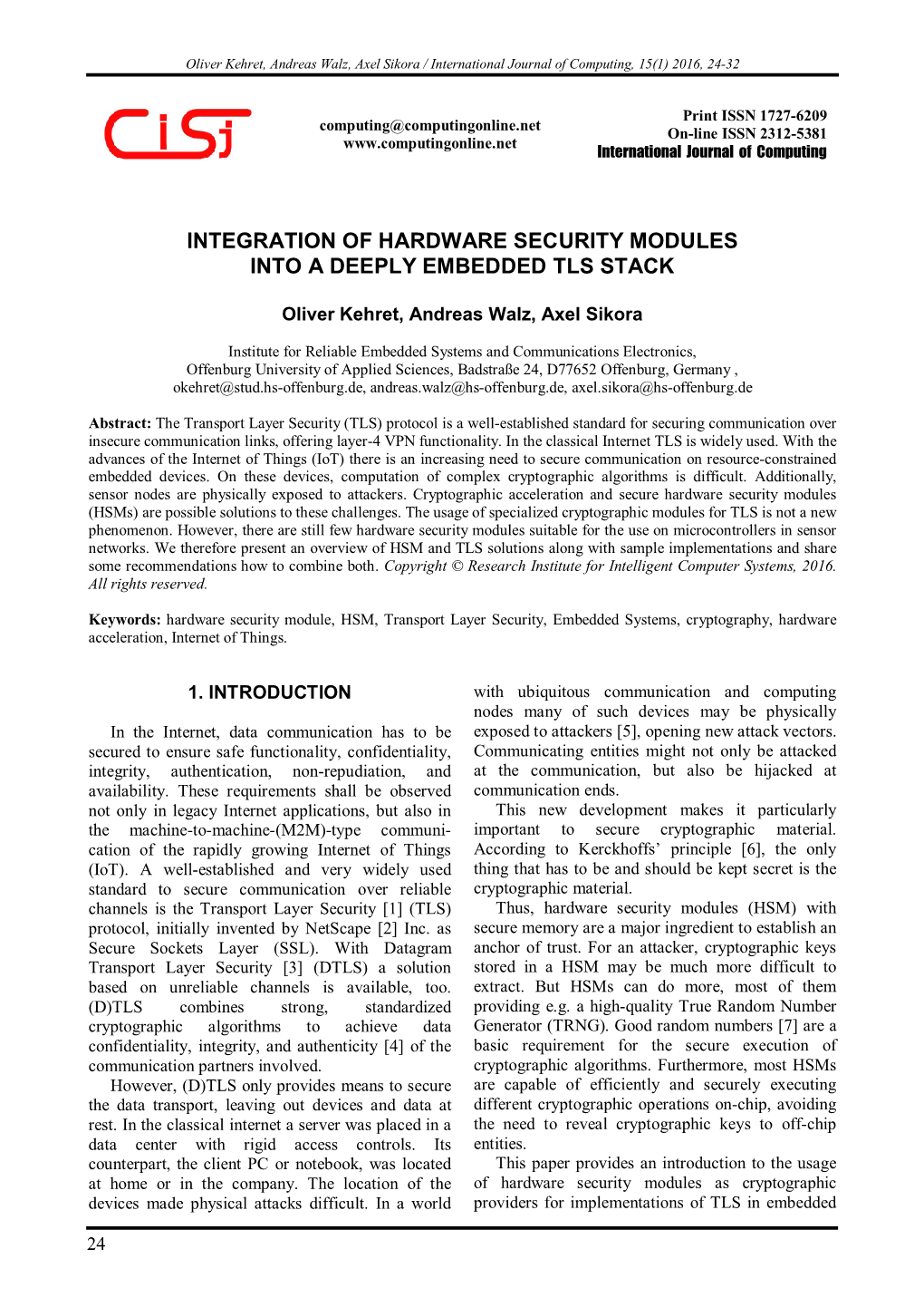 Integration of Hardware Security Modules Into a Deeply Embedded Tls Stack