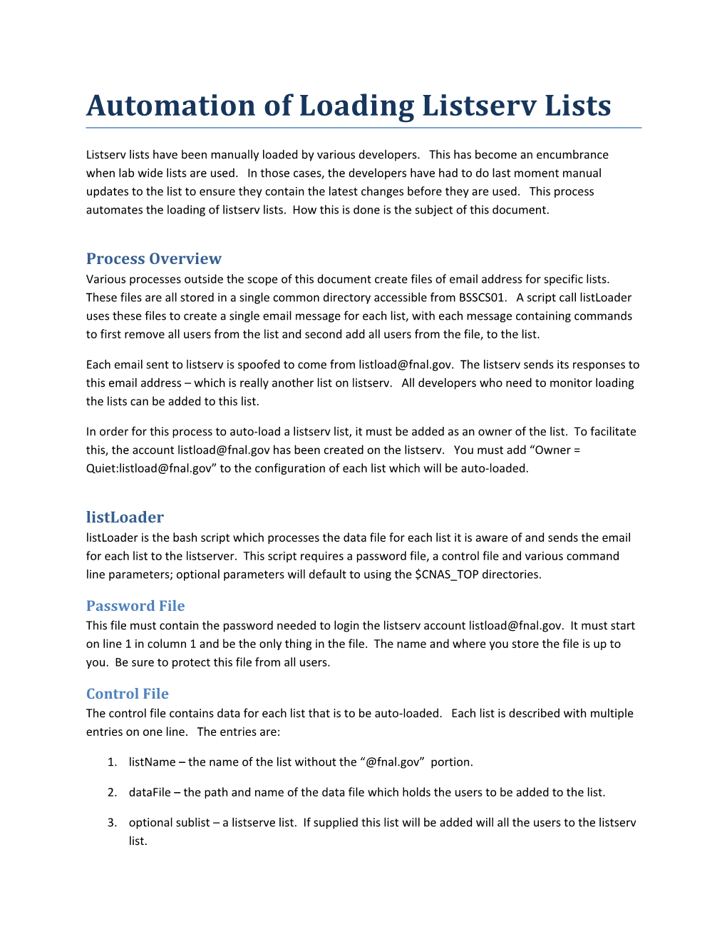 Automation of Loading Listserv Lists