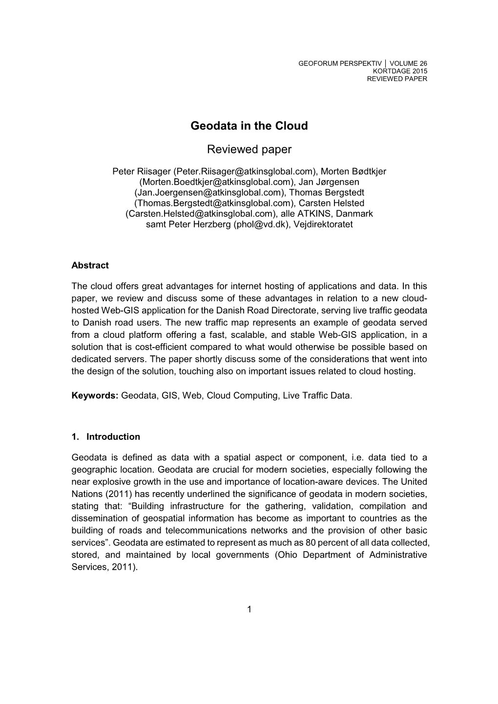Geodata in the Cloud Reviewed Paper
