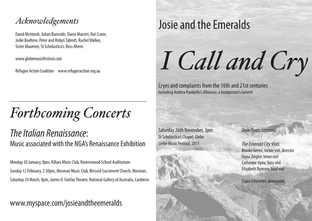 Forthcoming Concerts