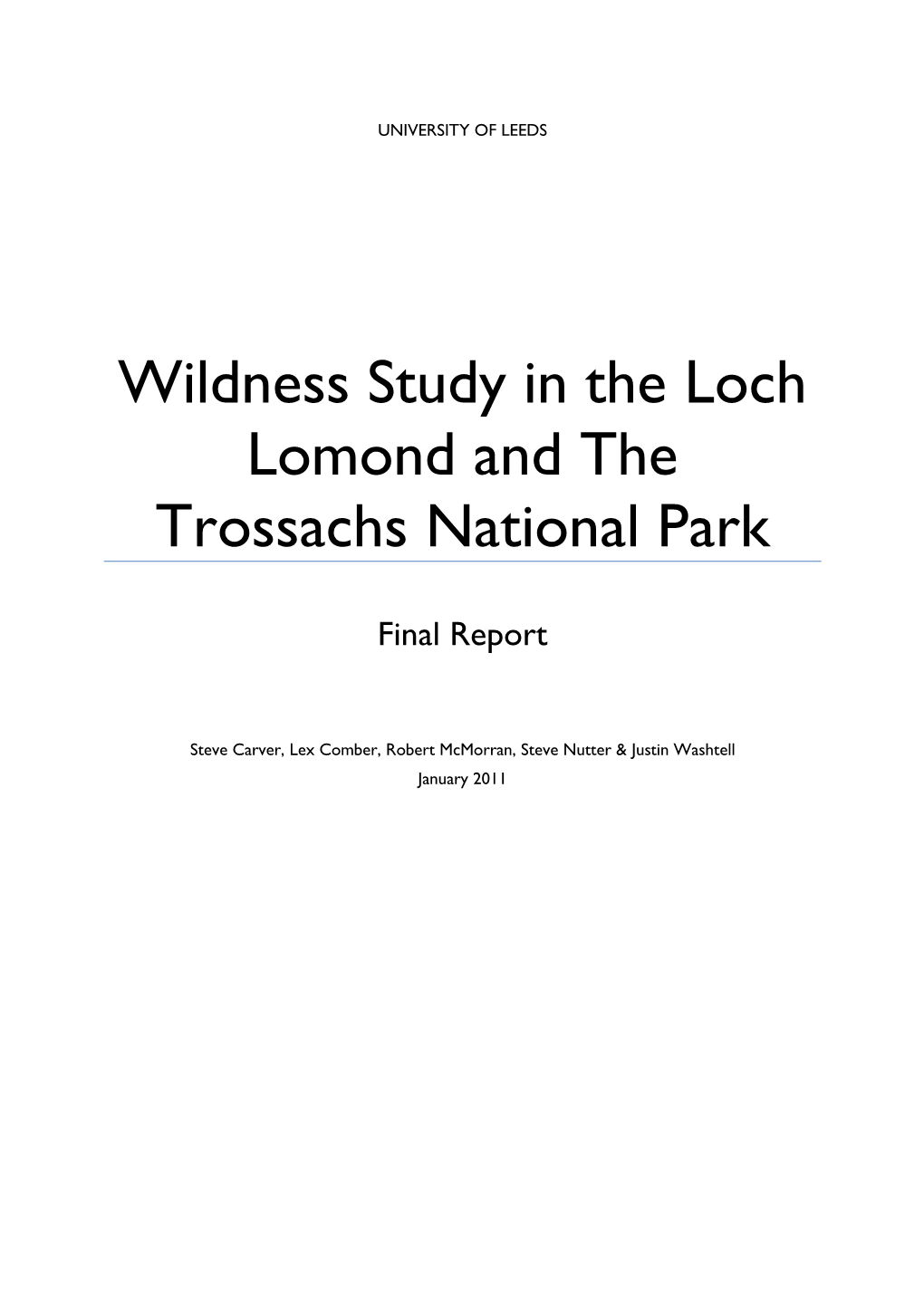 Wildness Study in the Loch Lomond and Trossachs National Park