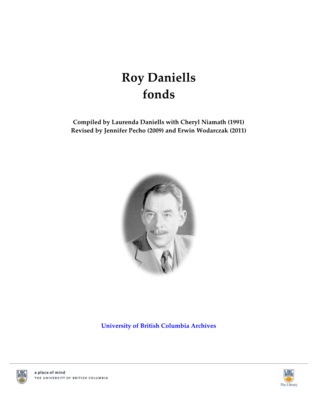 Roy Daniells Fonds