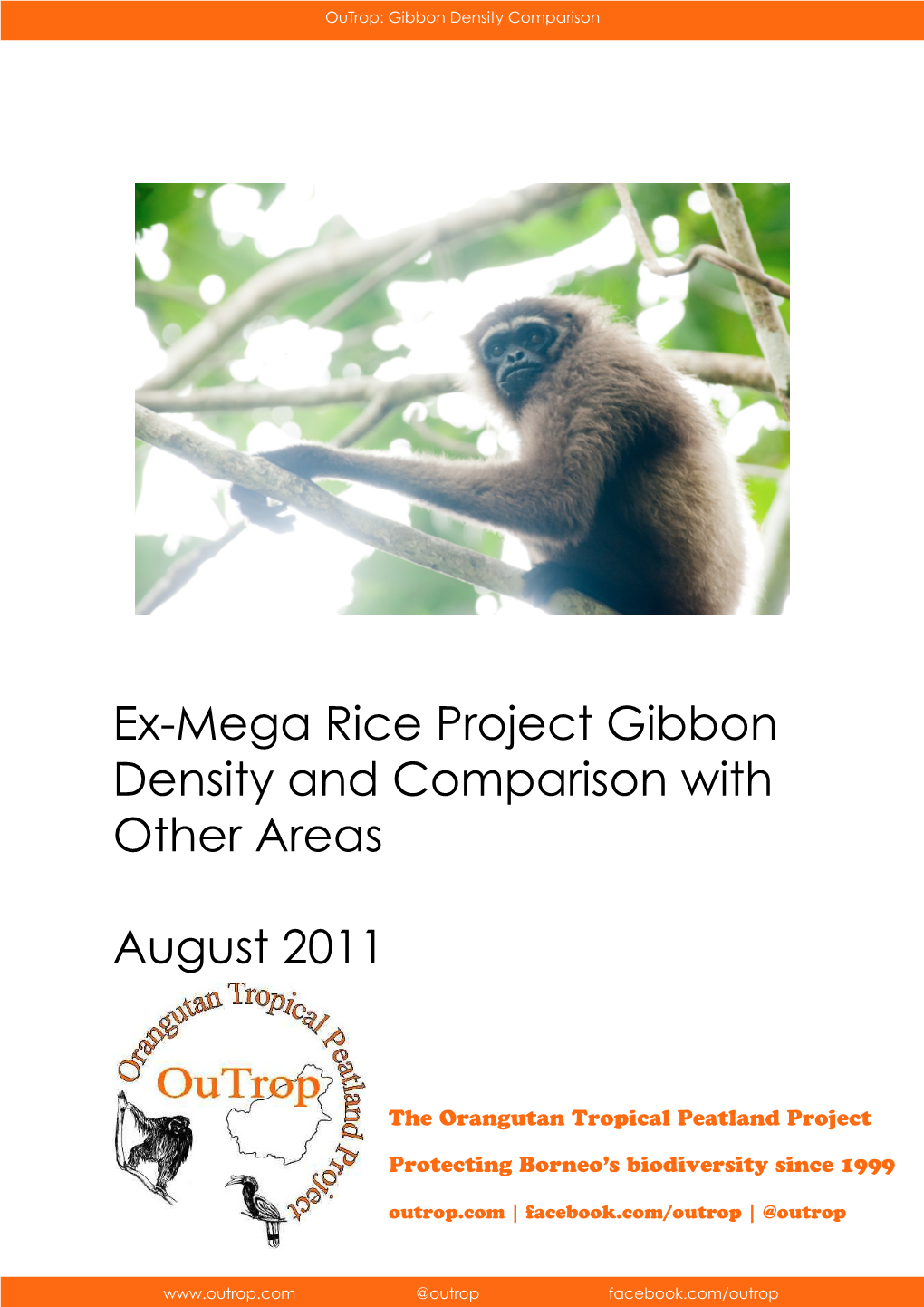 Ex-Mega Rice Project Gibbon Density and Comparison with Other Areas August 2011
