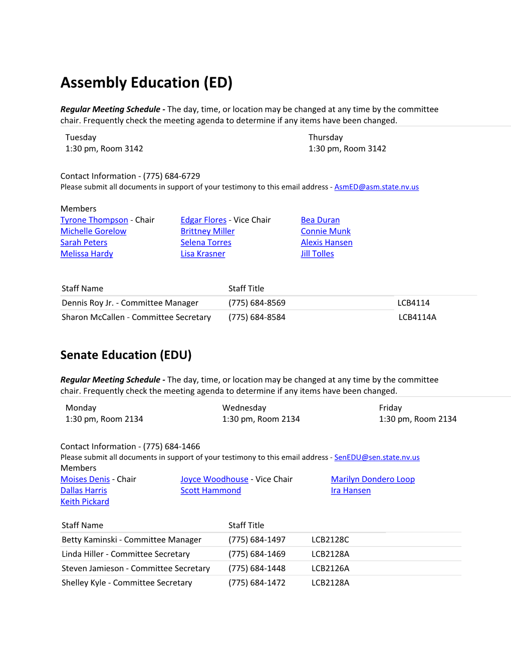 Assembly Education (ED)