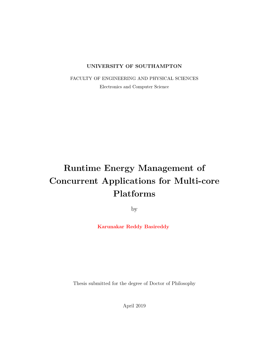 Runtime Energy Management of Concurrent Applications for Multi-Core Platforms