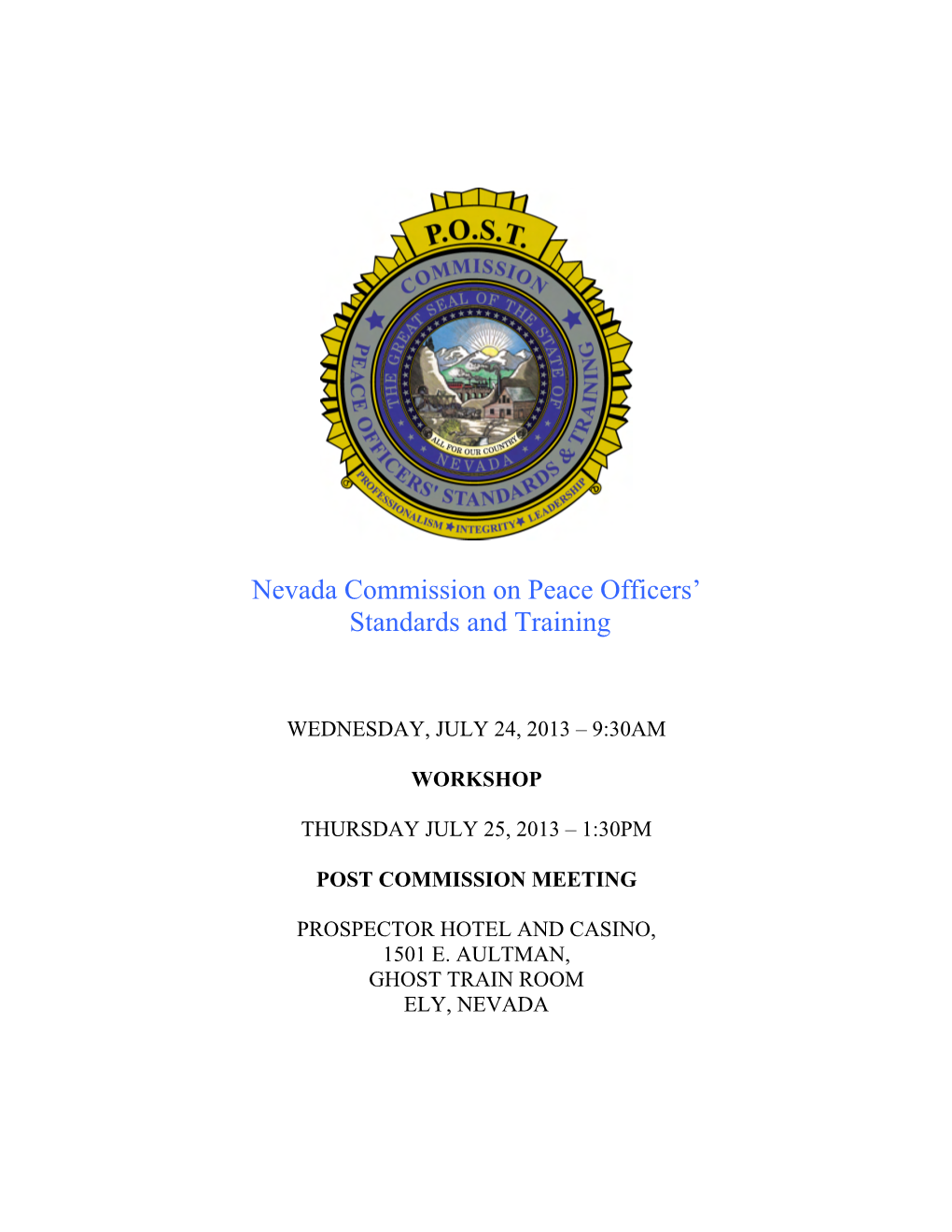 Nevada Commission on Peace Officers' Standards and Training Performance Indicator Report