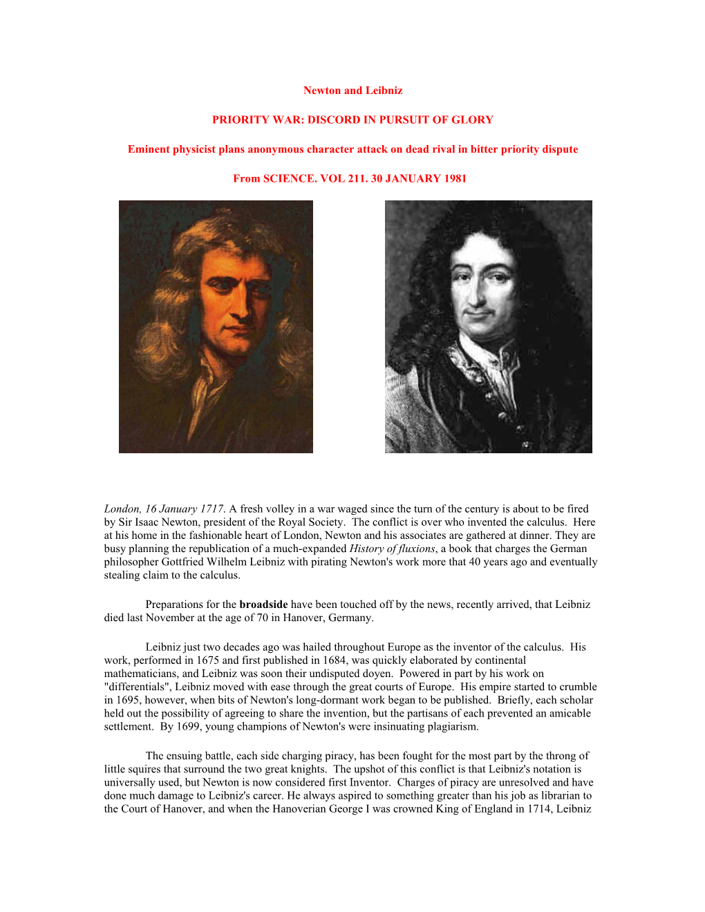 Newton and Leibniz