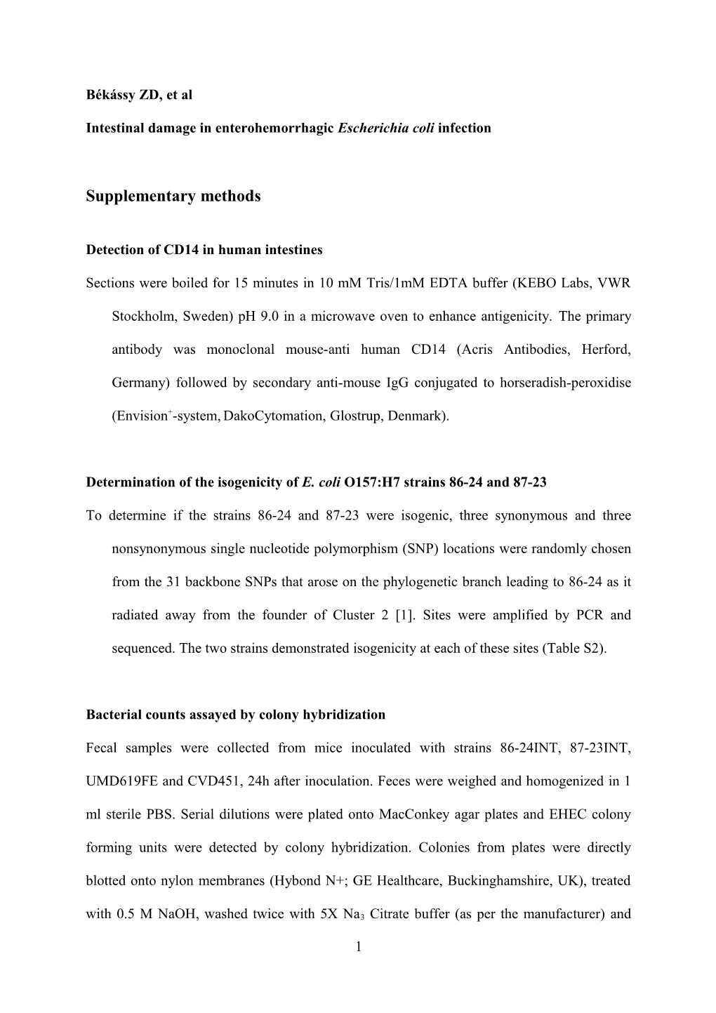 Intestinal Damage in Enterohemorrhagic Escherichia Coli Infection