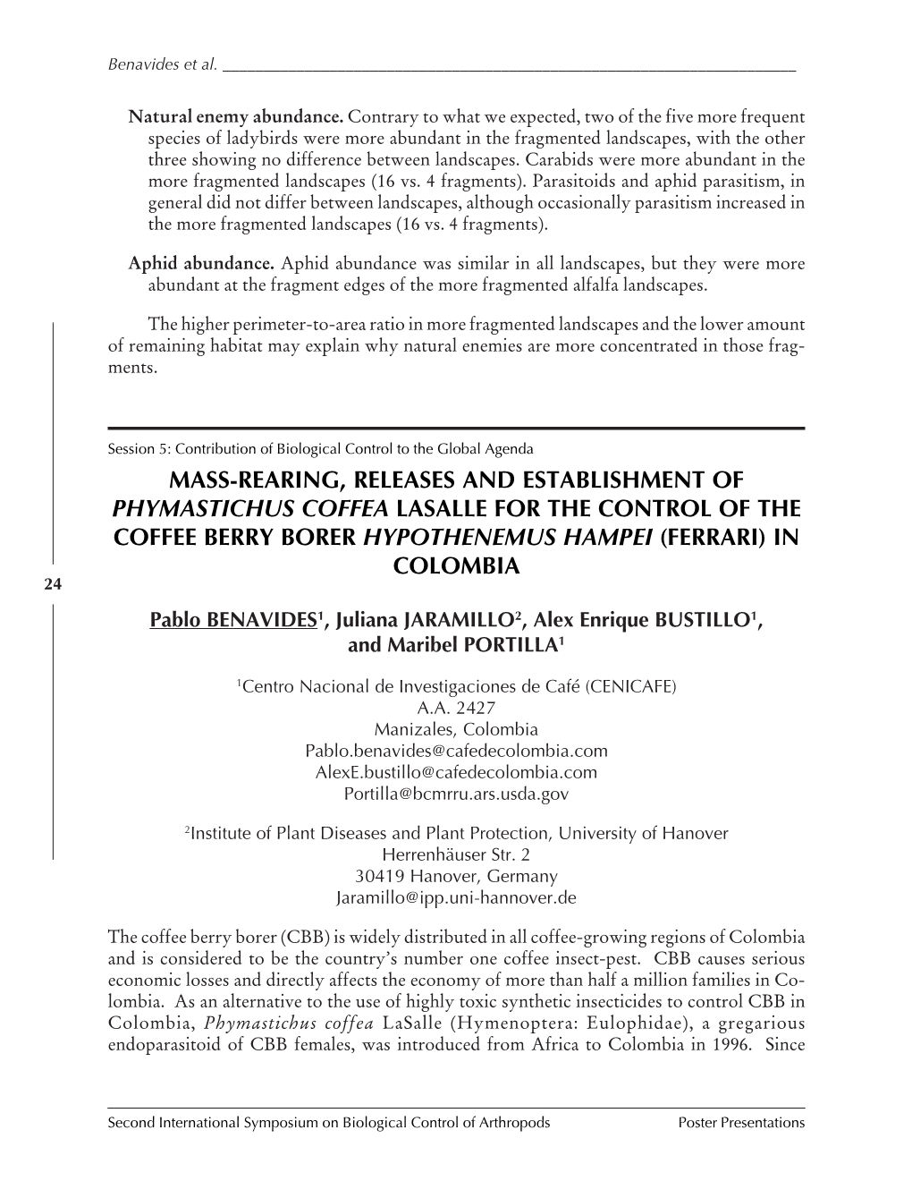 International Symposium on Biological Control of Arthropods 2005