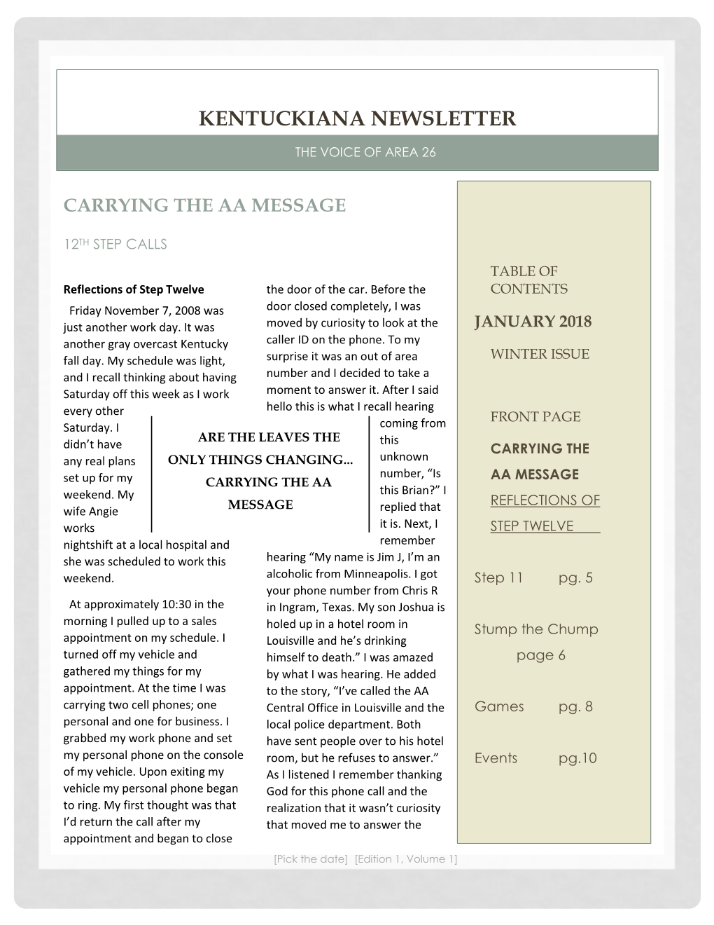 Kentuckiana Newsletter