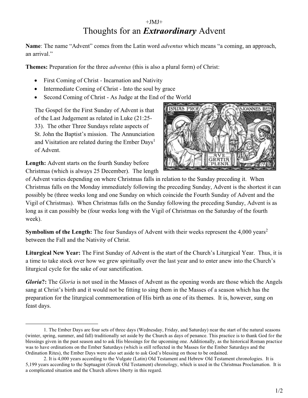 Thoughts for an Extraordinary Advent (PDF)