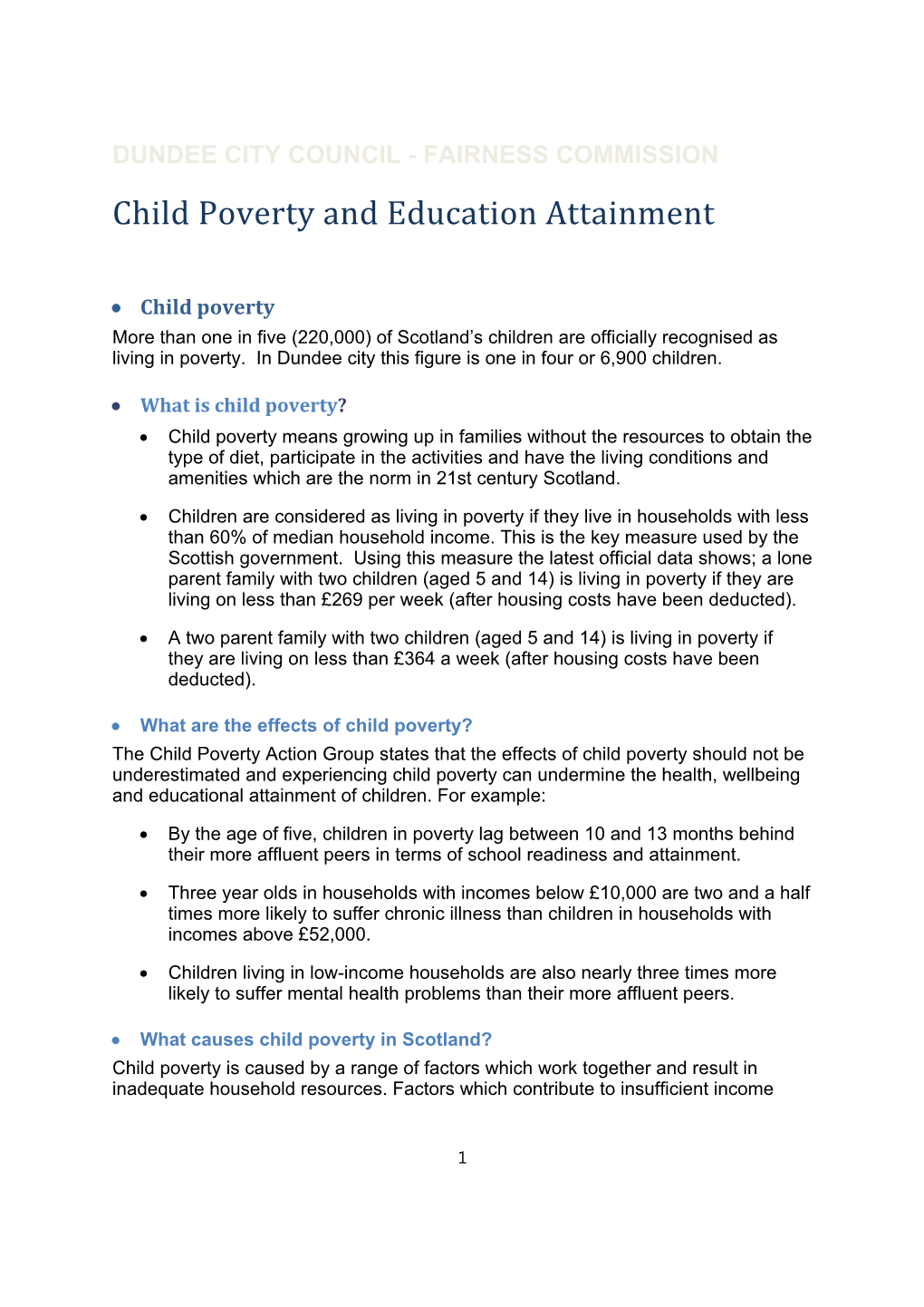 Child Poverty and Education Attainment