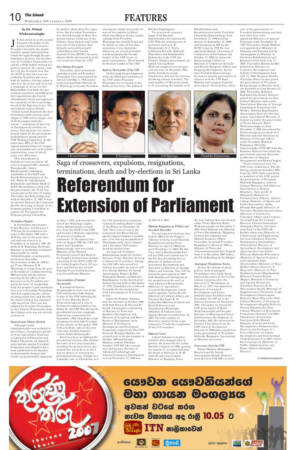 Referendum for Extension of Parliament