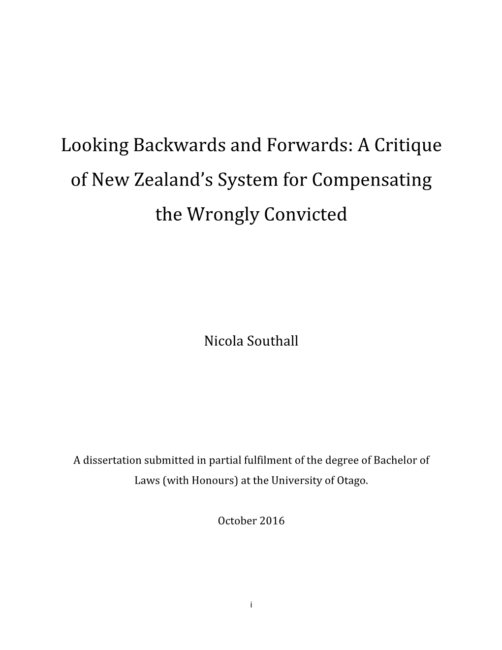 A Critique of New Zealand's System for Compensating the Wrongly