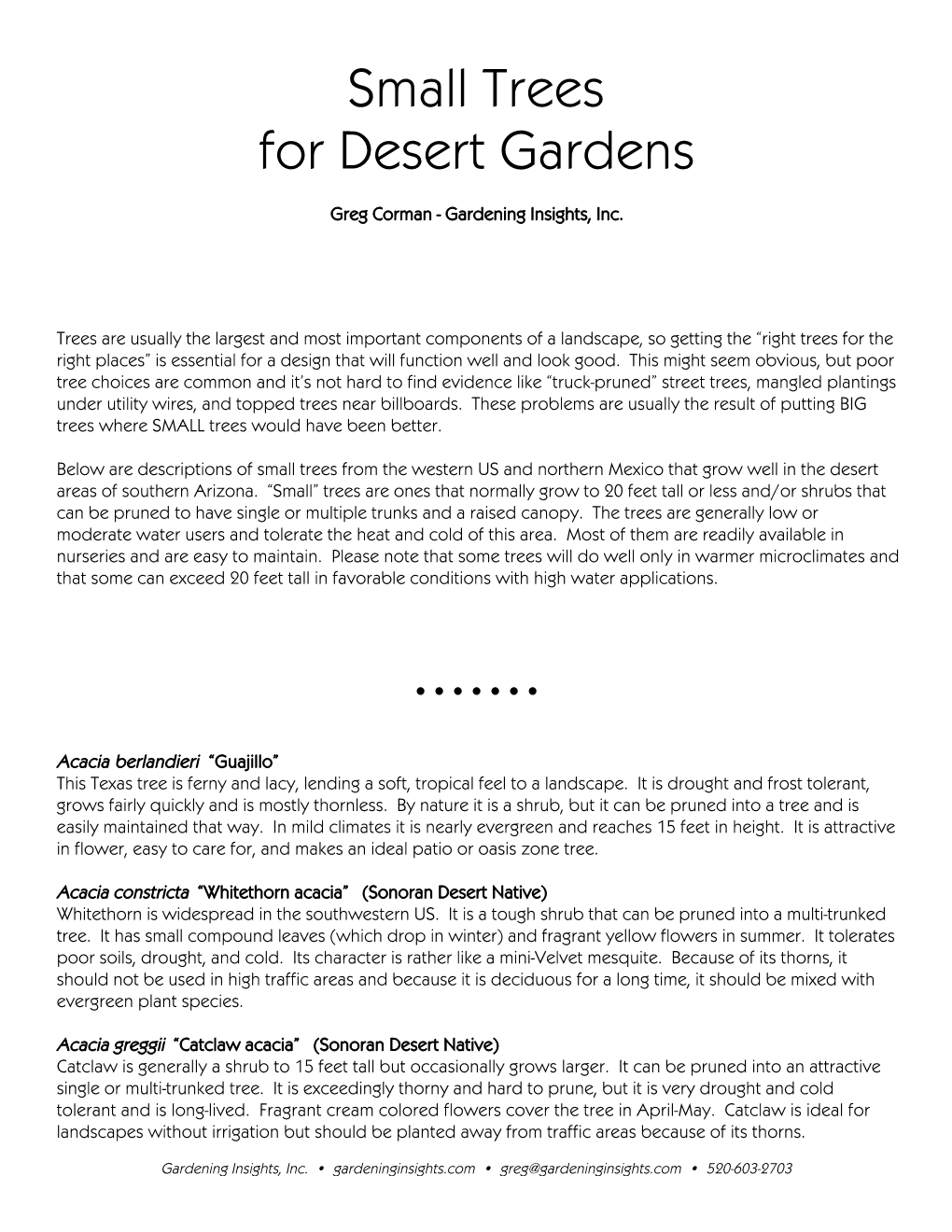 Small Trees for Desert Gardens