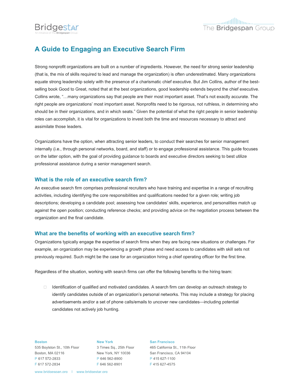 A Guide to Engaging an Executive Search Firm