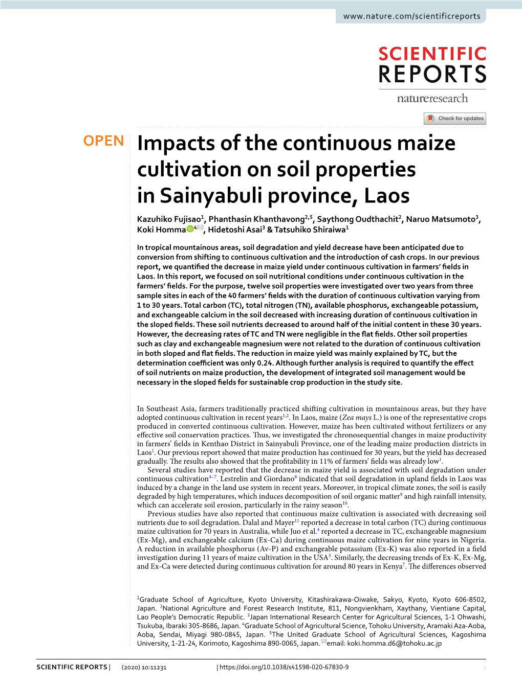 Impacts of the Continuous Maize Cultivation on Soil Properties In