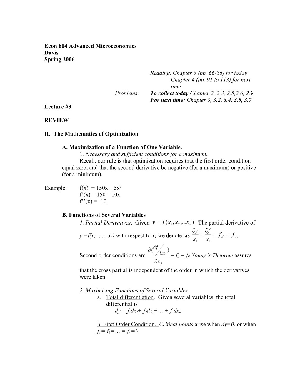 Econ 604 Advanced Microeconomics s1