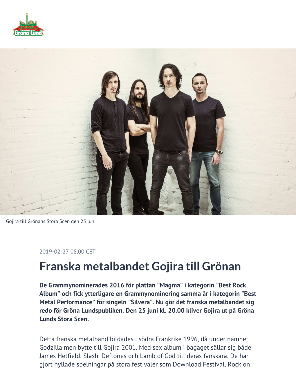 Franska Metalbandet Gojira Till Grönan