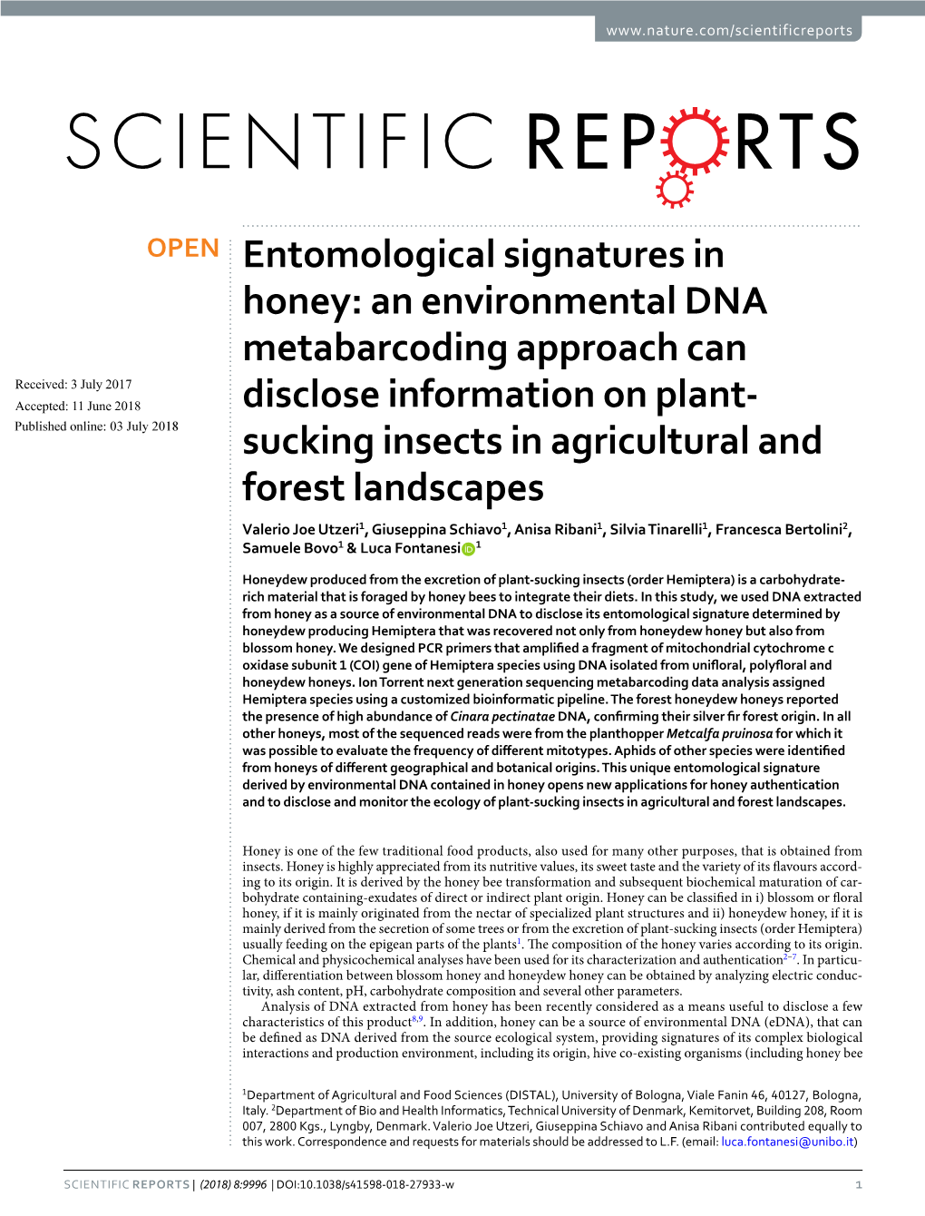 Entomological Signatures in Honey: an Environmental DNA