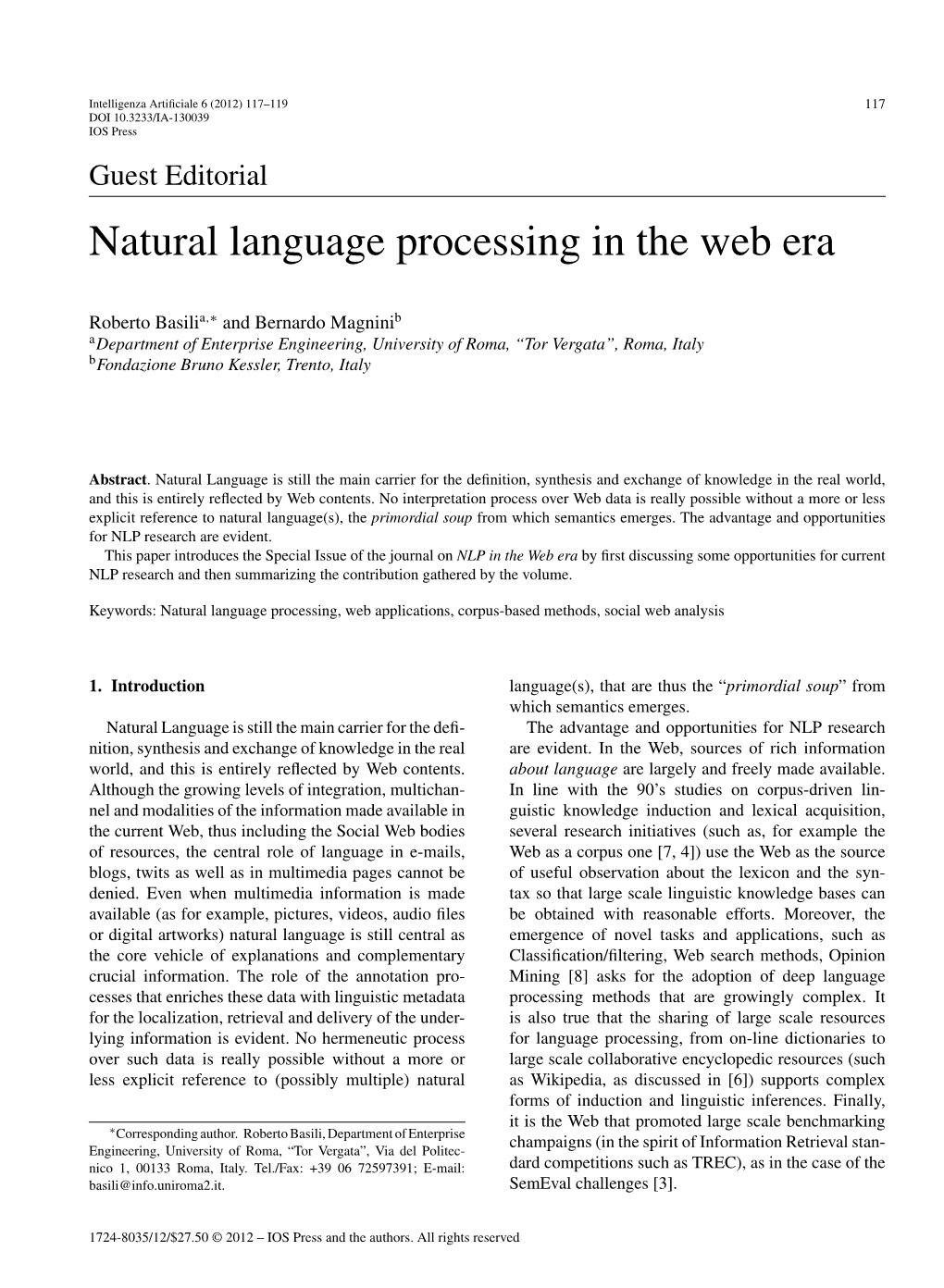 Natural Language Processing in the Web Era
