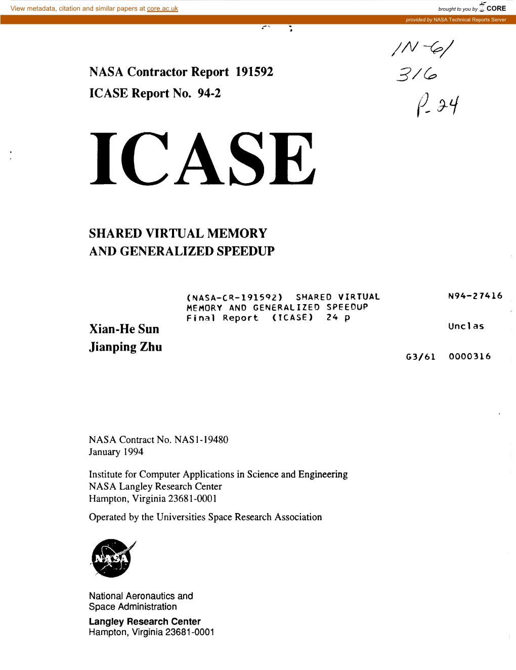 NASA Contractor Report ICASE Report No. 94-2 191592 SHARED