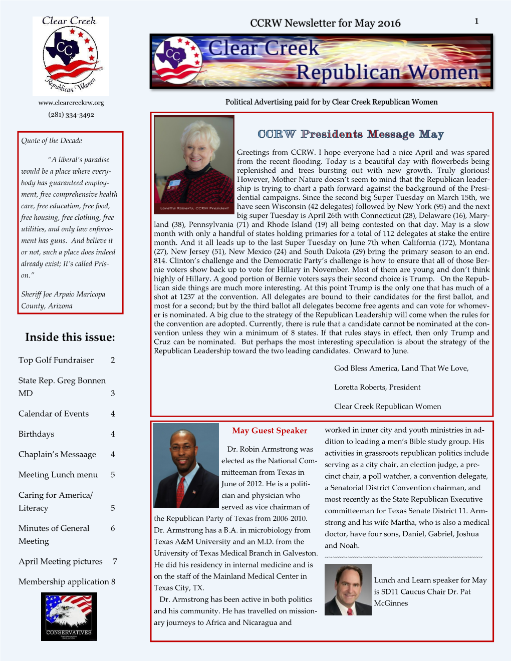 May 2016 CCRW Newsletter