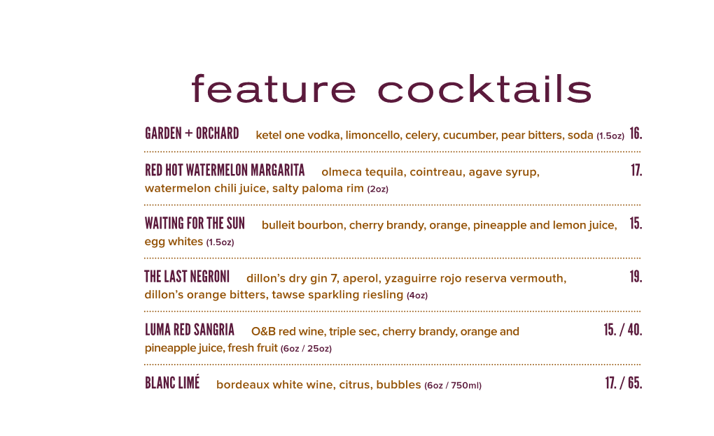 Feature Cocktails