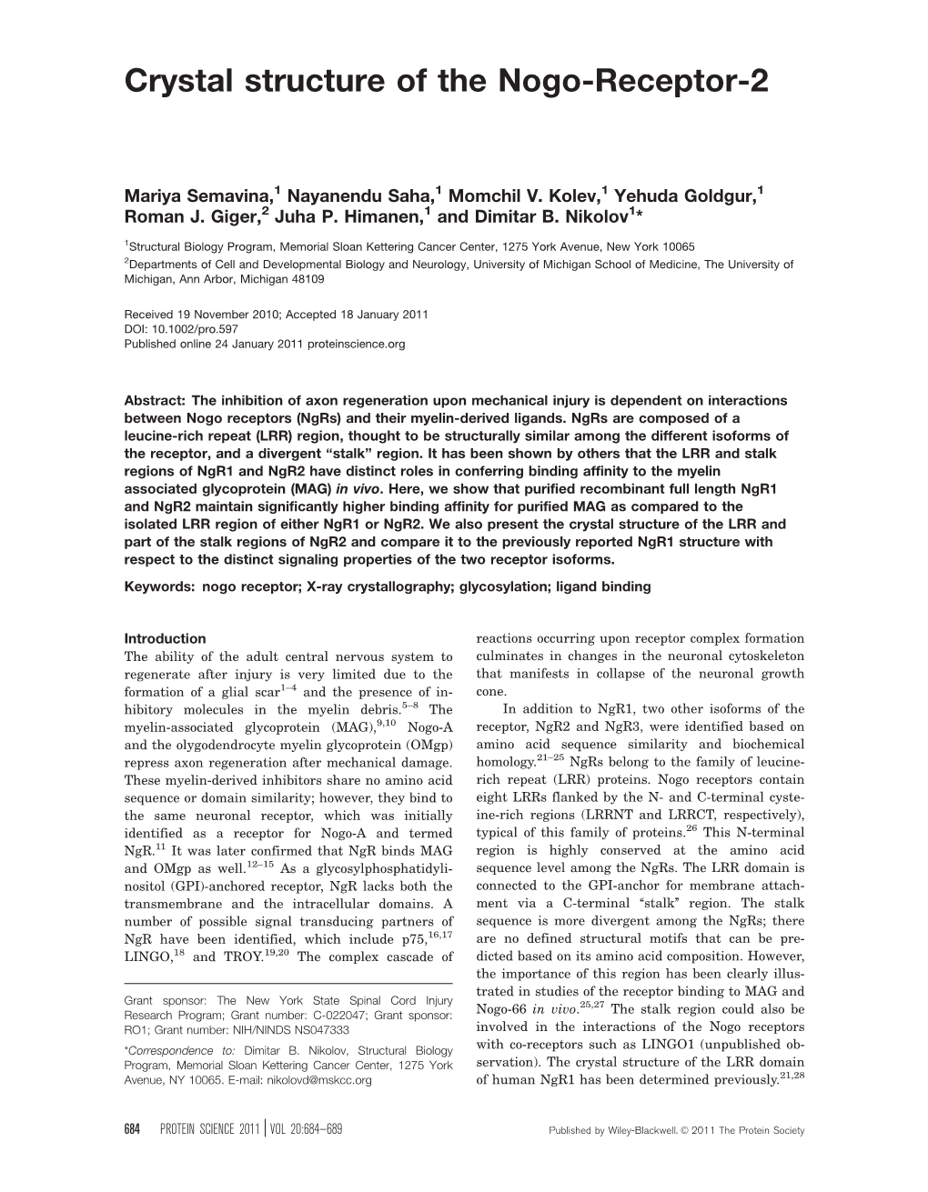 Crystal Structure of the Nogo-Receptor-2