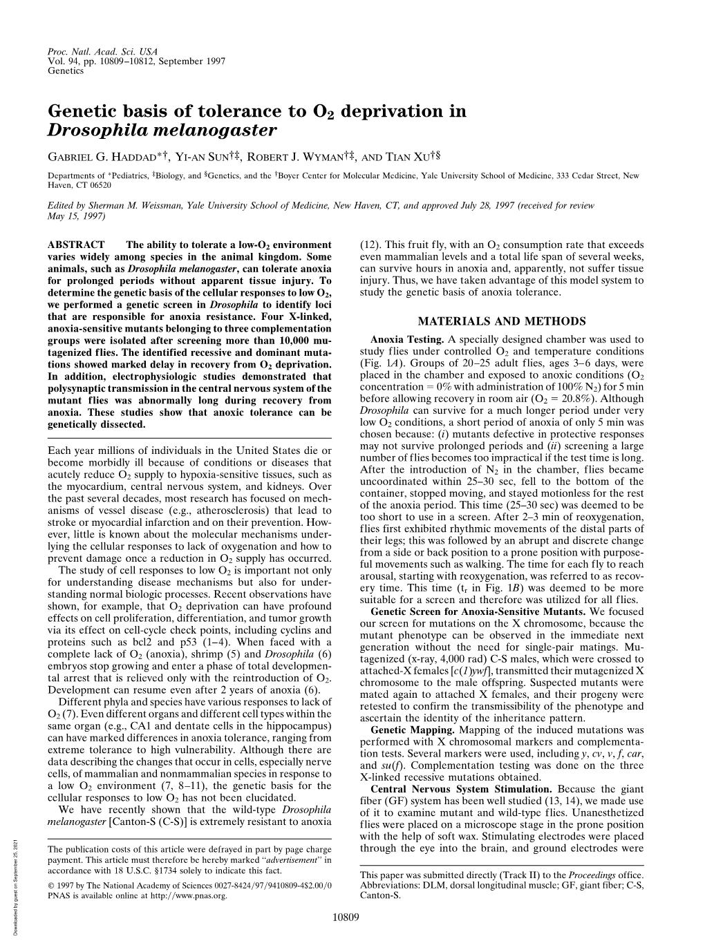 Genetic Basis of Tolerance to O2 Deprivation in Drosophila Melanogaster