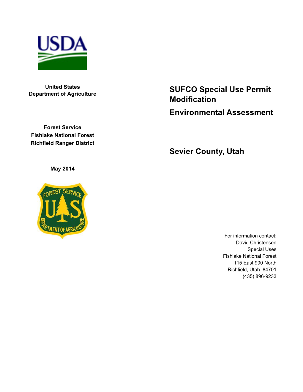 SUFCO Special Use Permit Modification Environmental Assessment Sevier County, Utah