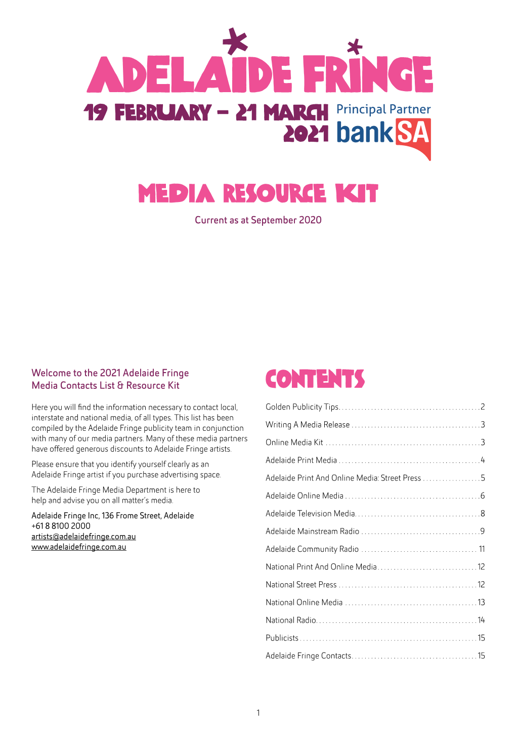 Media Resource Kit Contents