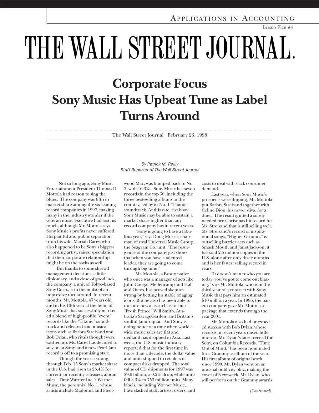 Corporate Focus Sony Music Has Upbeat Tune As Label Turns Around